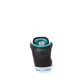 Supra Kids VAIDER High Top Shoes Black/Teal/white | US-86183